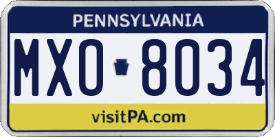 PA license plate MXO8034
