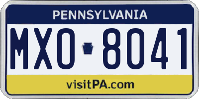 PA license plate MXO8041