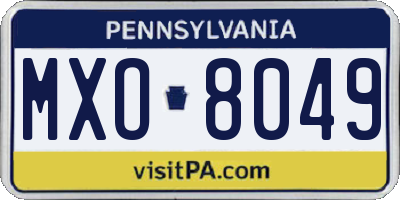 PA license plate MXO8049