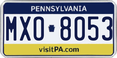 PA license plate MXO8053
