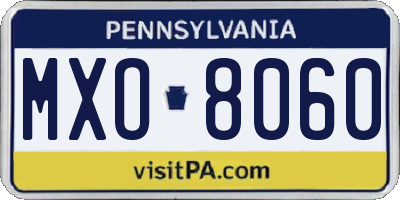 PA license plate MXO8060