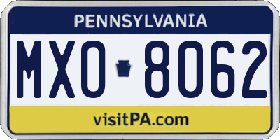 PA license plate MXO8062