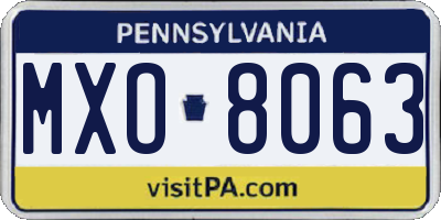 PA license plate MXO8063