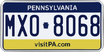 PA license plate MXO8068