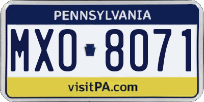 PA license plate MXO8071