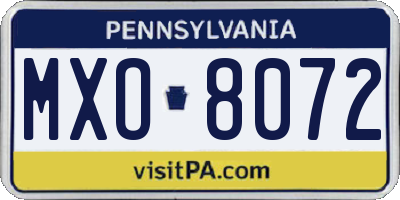 PA license plate MXO8072
