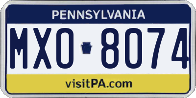 PA license plate MXO8074