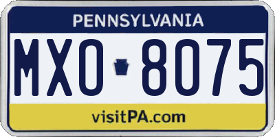 PA license plate MXO8075
