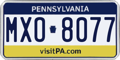 PA license plate MXO8077
