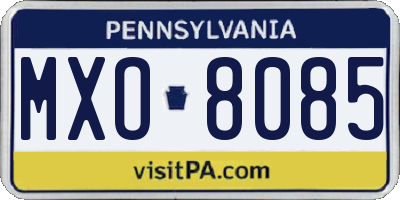PA license plate MXO8085