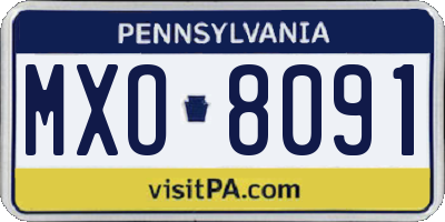 PA license plate MXO8091