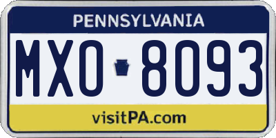 PA license plate MXO8093