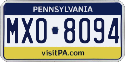 PA license plate MXO8094