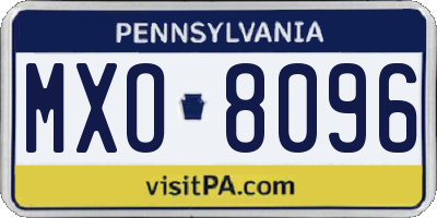 PA license plate MXO8096