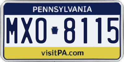 PA license plate MXO8115