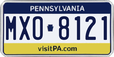PA license plate MXO8121