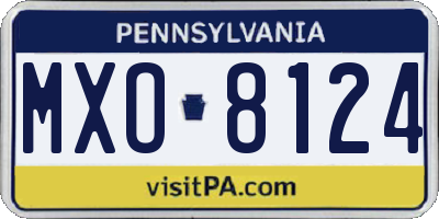 PA license plate MXO8124