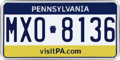 PA license plate MXO8136