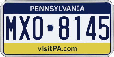 PA license plate MXO8145