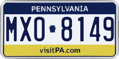 PA license plate MXO8149