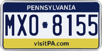 PA license plate MXO8155