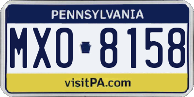 PA license plate MXO8158