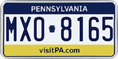 PA license plate MXO8165