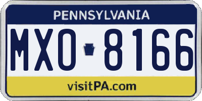 PA license plate MXO8166