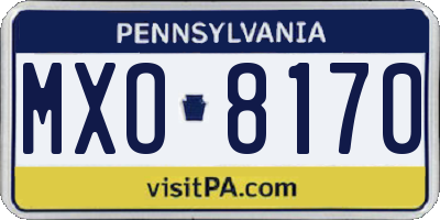 PA license plate MXO8170