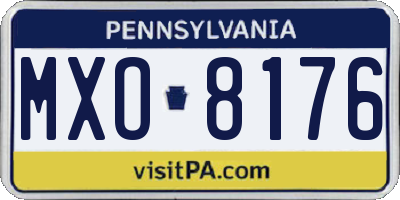 PA license plate MXO8176