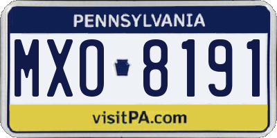PA license plate MXO8191