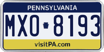PA license plate MXO8193