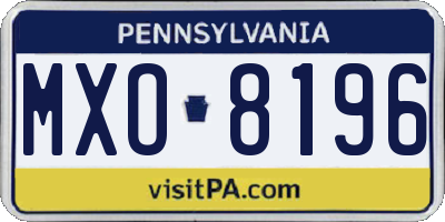 PA license plate MXO8196