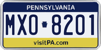 PA license plate MXO8201