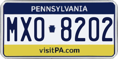 PA license plate MXO8202