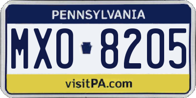PA license plate MXO8205