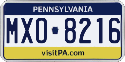 PA license plate MXO8216