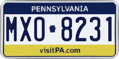 PA license plate MXO8231