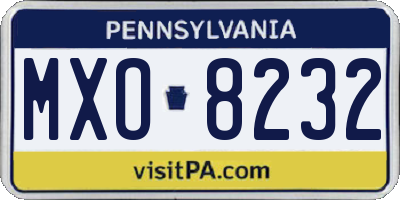 PA license plate MXO8232