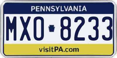 PA license plate MXO8233