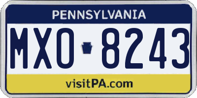 PA license plate MXO8243