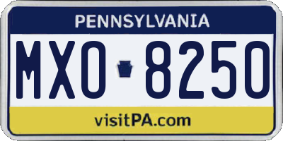 PA license plate MXO8250
