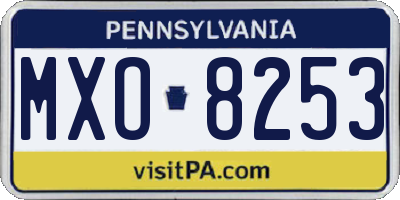 PA license plate MXO8253