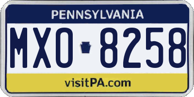 PA license plate MXO8258