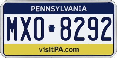 PA license plate MXO8292