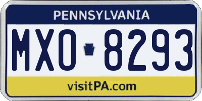 PA license plate MXO8293