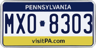 PA license plate MXO8303