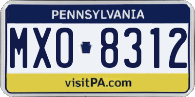 PA license plate MXO8312
