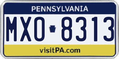 PA license plate MXO8313