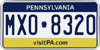 PA license plate MXO8320